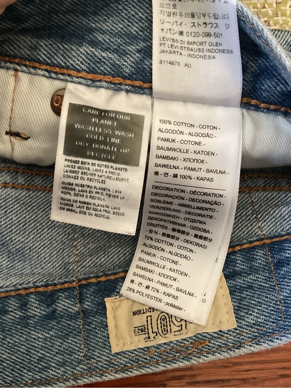 Levis 501 150th Anniversary Patchwork Denim Cotton Shorts Blue Mens W30 - Picture 3 of 8